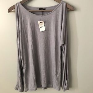 Express gray cold shoulder long sleeve top NWT